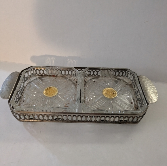 Vintage server dish/tray silver tone made in england. Removable dishes from tray - Picture 1 of 6